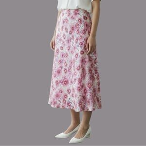 122. APART IMPRESSIONS Pink Floral Midi-Skirt - Size 12